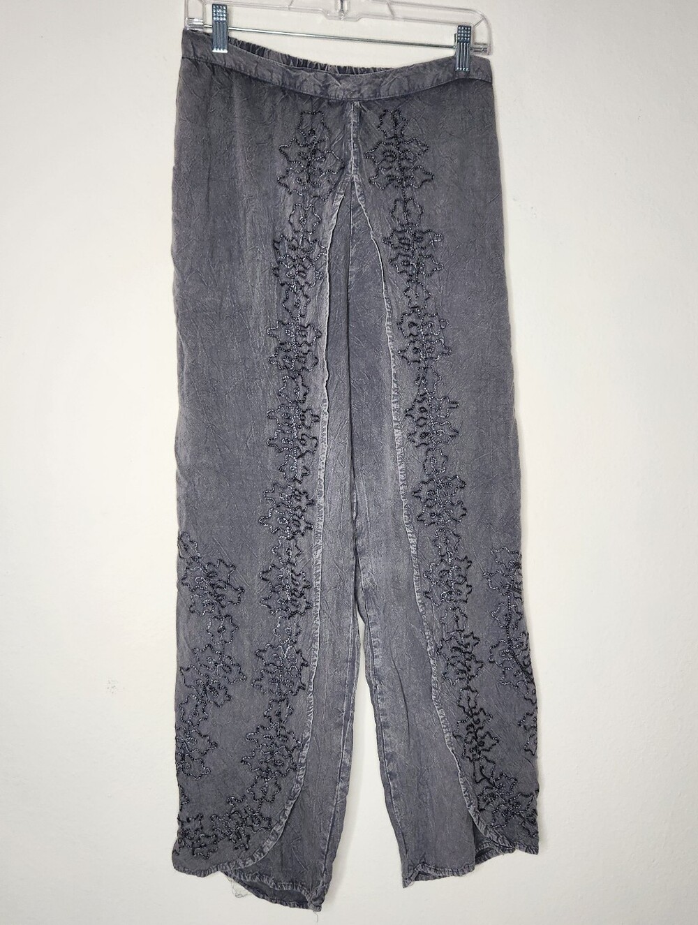 Cute Options Womens Small Gray Boho Embroidery Pants Palazzo Harem